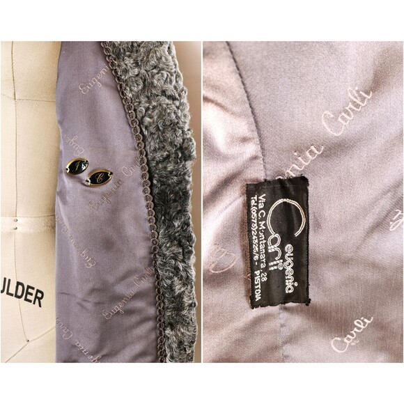 40s 50s Gray Silver Persian Curly Astrakhan Lamb Jacket Coat ITALIAN L XL - Picture 5 of 11